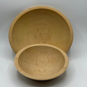 Tree Spirit Vintage Hardwood Salad Bowl Set Unfinished-2 Bowls